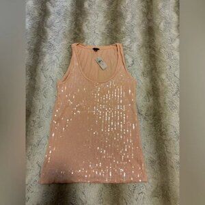 NWT Ann Taylor Sequin Cotton Blush Tank Top, Size Medium